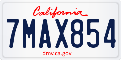 CA license plate 7MAX854