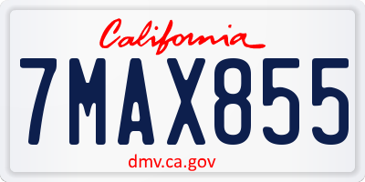 CA license plate 7MAX855