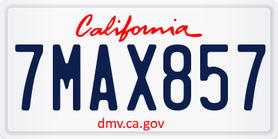 CA license plate 7MAX857