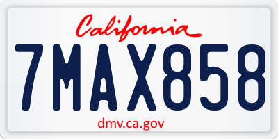 CA license plate 7MAX858