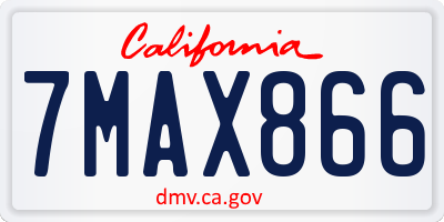 CA license plate 7MAX866
