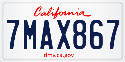 CA license plate 7MAX867
