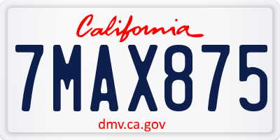 CA license plate 7MAX875