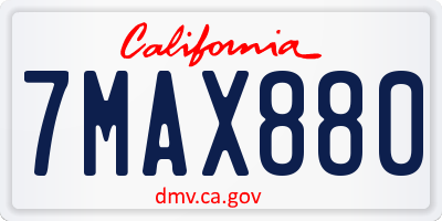 CA license plate 7MAX880