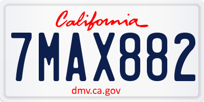 CA license plate 7MAX882