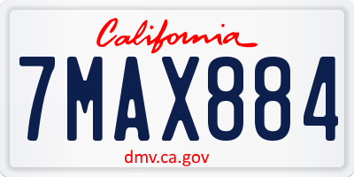 CA license plate 7MAX884