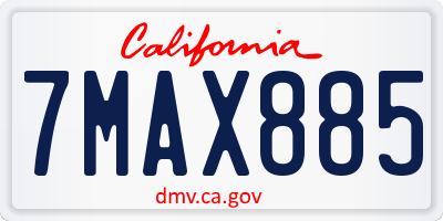 CA license plate 7MAX885