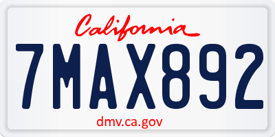 CA license plate 7MAX892
