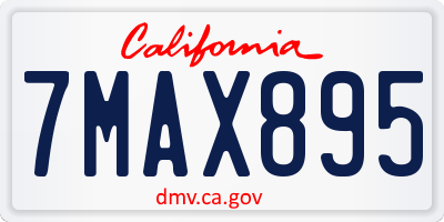 CA license plate 7MAX895