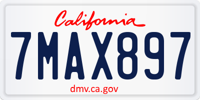 CA license plate 7MAX897