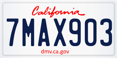 CA license plate 7MAX903