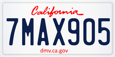 CA license plate 7MAX905