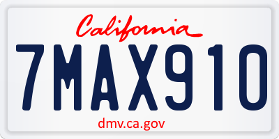CA license plate 7MAX910
