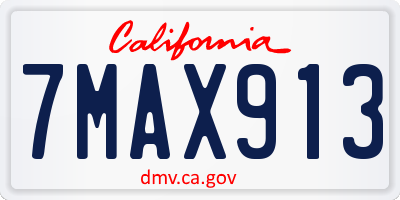 CA license plate 7MAX913