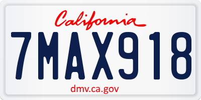 CA license plate 7MAX918
