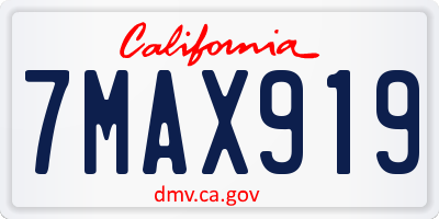 CA license plate 7MAX919