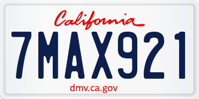 CA license plate 7MAX921