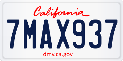 CA license plate 7MAX937