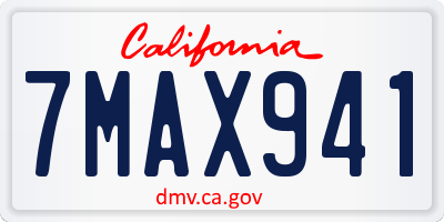 CA license plate 7MAX941