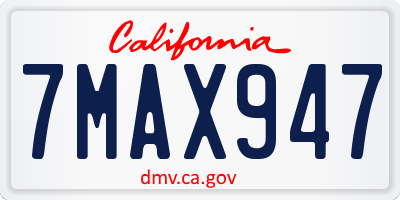 CA license plate 7MAX947