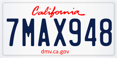 CA license plate 7MAX948
