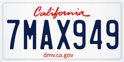 CA license plate 7MAX949