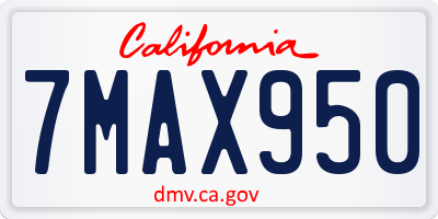 CA license plate 7MAX950