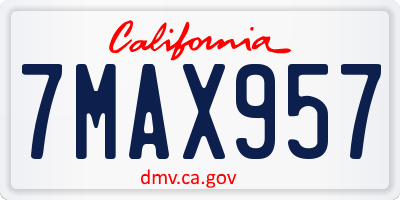 CA license plate 7MAX957