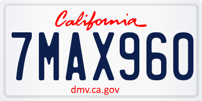 CA license plate 7MAX960