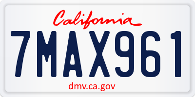 CA license plate 7MAX961