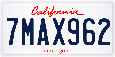 CA license plate 7MAX962
