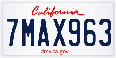 CA license plate 7MAX963