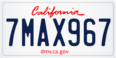 CA license plate 7MAX967