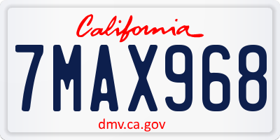 CA license plate 7MAX968