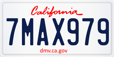 CA license plate 7MAX979