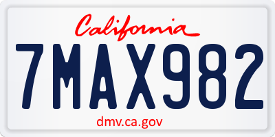 CA license plate 7MAX982