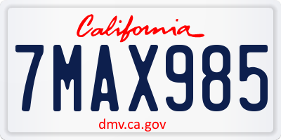 CA license plate 7MAX985