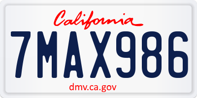CA license plate 7MAX986