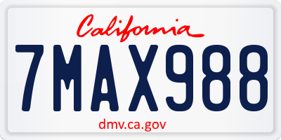 CA license plate 7MAX988