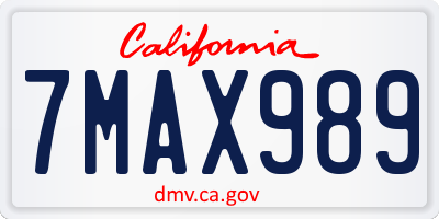 CA license plate 7MAX989