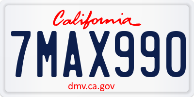 CA license plate 7MAX990
