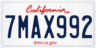 CA license plate 7MAX992