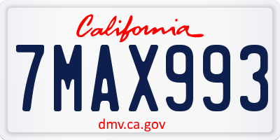 CA license plate 7MAX993
