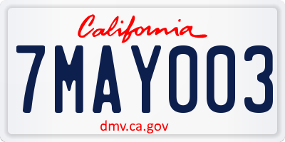 CA license plate 7MAY003