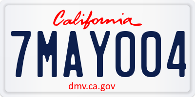 CA license plate 7MAY004