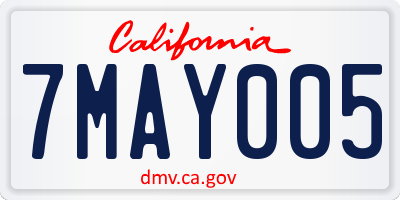 CA license plate 7MAY005