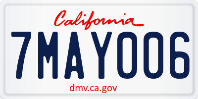 CA license plate 7MAY006
