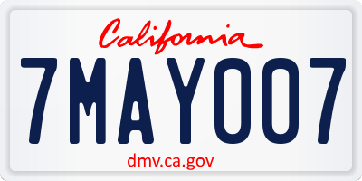 CA license plate 7MAY007