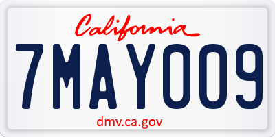 CA license plate 7MAY009