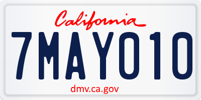 CA license plate 7MAY010